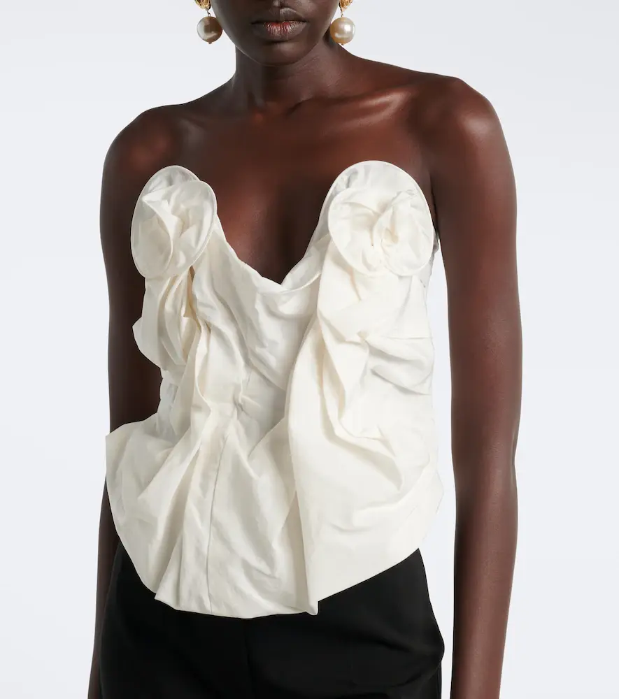 Magda Butrym Draped cotton and silk bustier top | Thumbnail 4