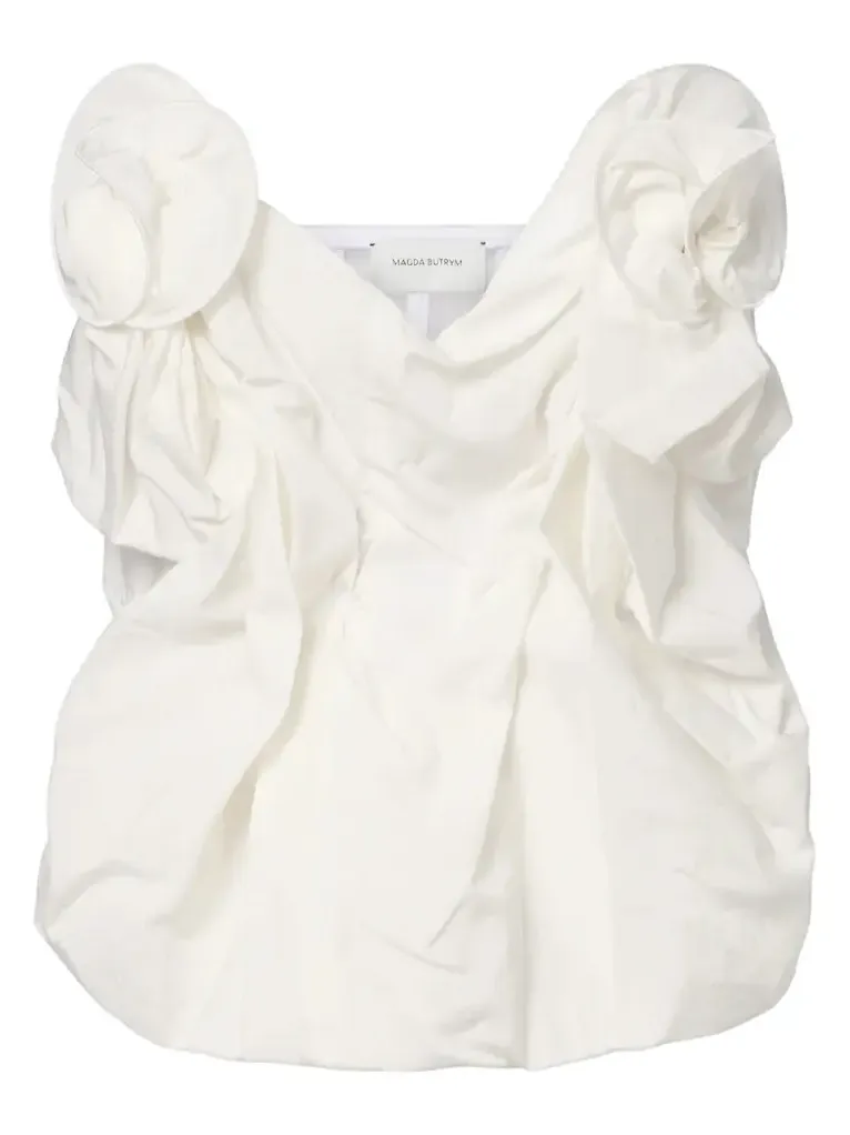 Magda Butrym Draped cotton and silk bustier top