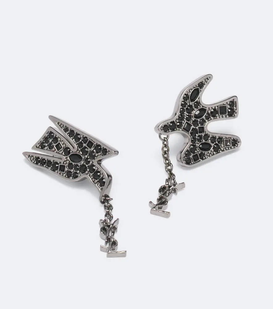 Saint Laurent Dove Cassandre embellished earrings | Thumbnail 2