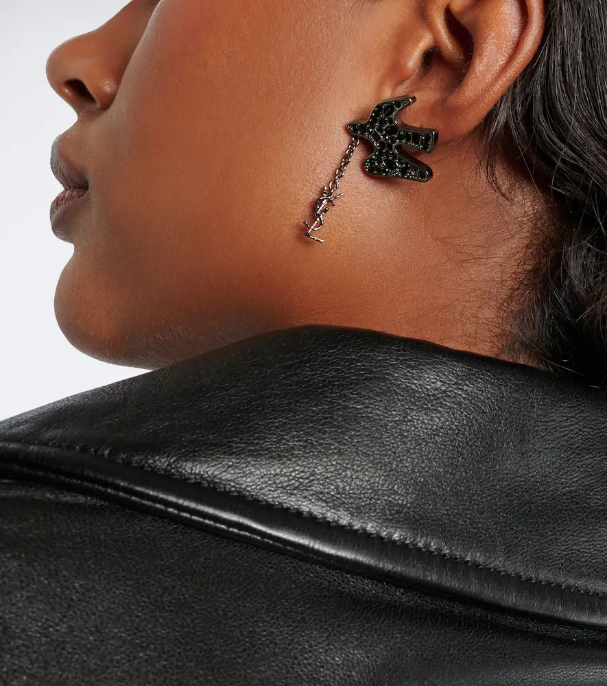 Saint Laurent Dove Cassandre embellished earrings | Thumbnail 5