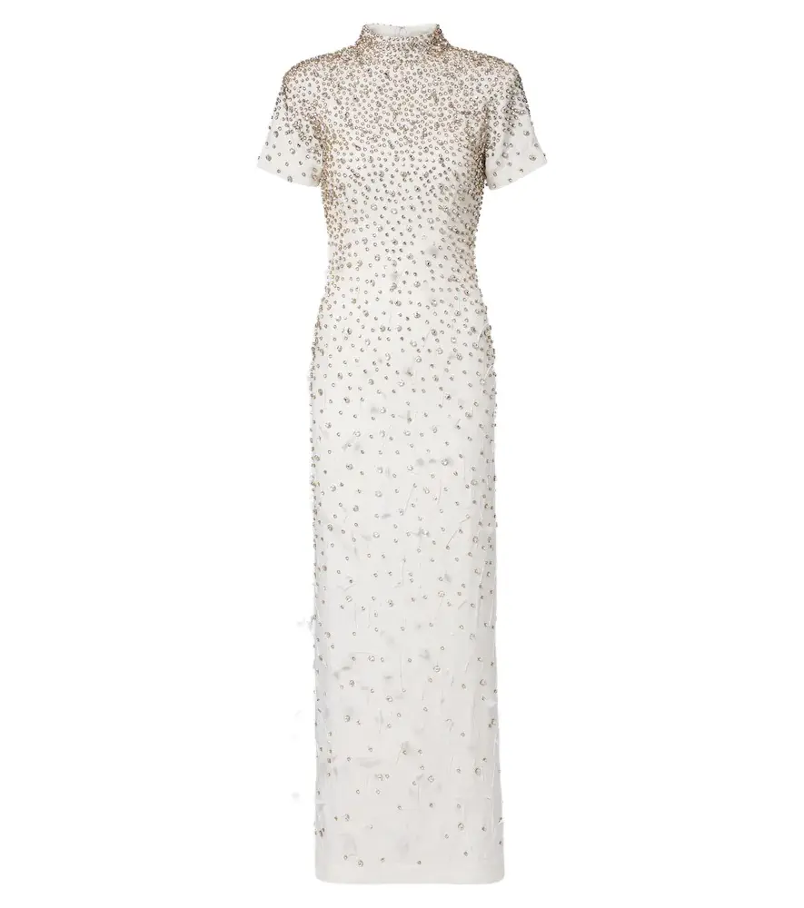LA FUORI Là Fuori Seraphina embellished feather-trimmed gown