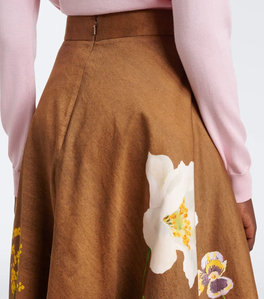 Oscar de la Renta Floral cotton-blend midi skirt | Thumbnail 2 Oscar de la Renta Floral cotton-blend midi skirt | Thumbnail 2