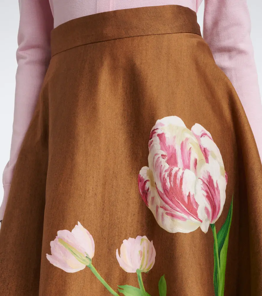 Oscar de la Renta Floral cotton-blend midi skirt | Thumbnail 3 Oscar de la Renta Floral cotton-blend midi skirt | Thumbnail 3