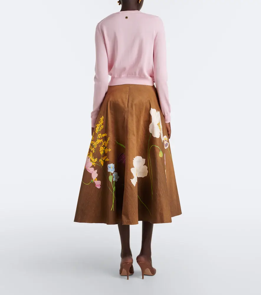 Oscar de la Renta Floral cotton-blend midi skirt | Thumbnail 6 Oscar de la Renta Floral cotton-blend midi skirt | Thumbnail 6