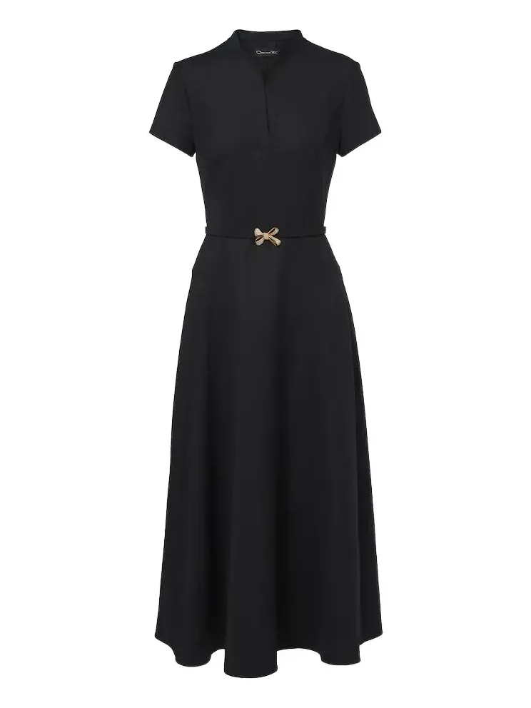 Belted embellished wool-blend midi dress Belted embellished wool-blend midi dress