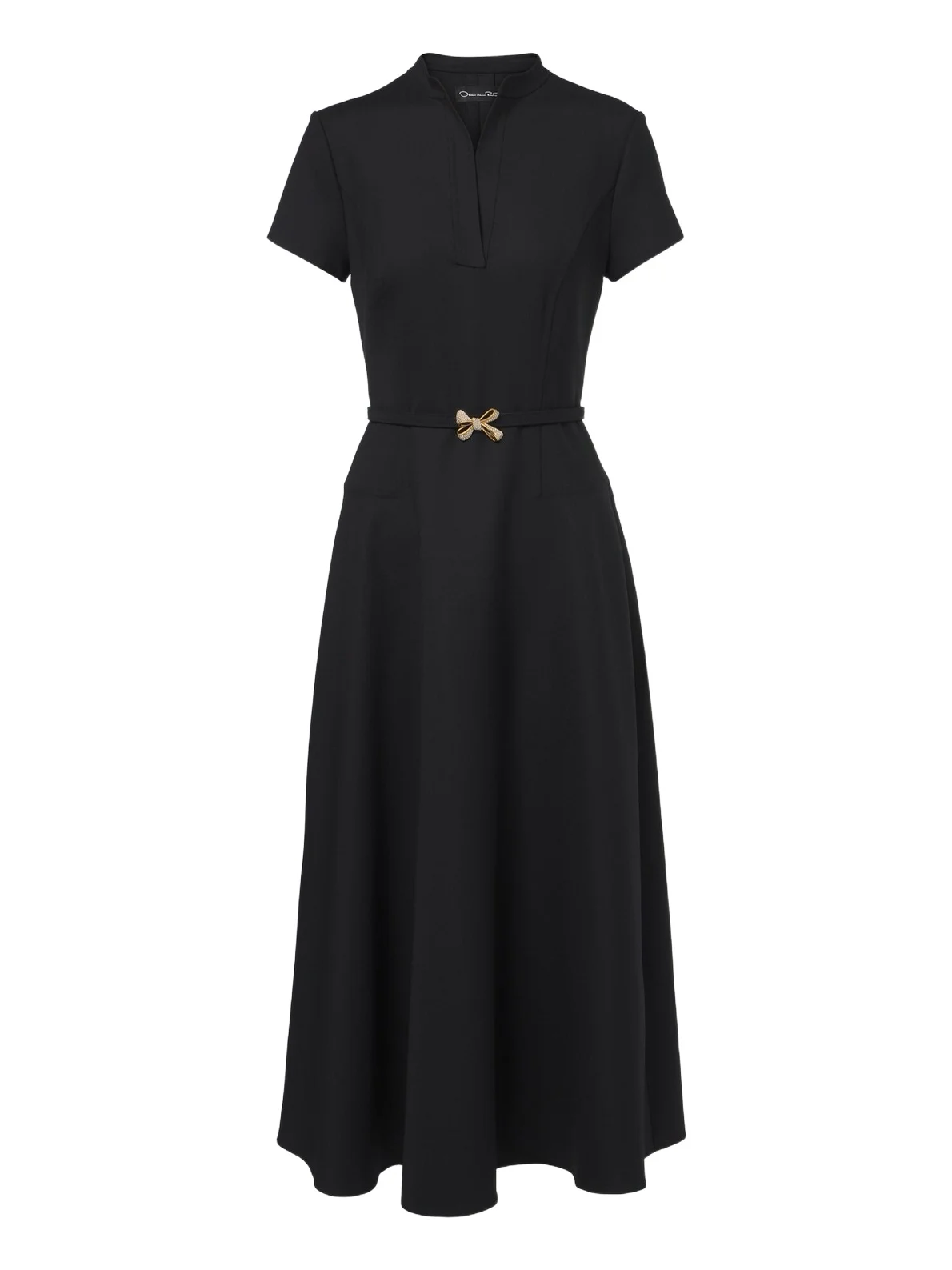 Belted embellished wool-blend midi dress