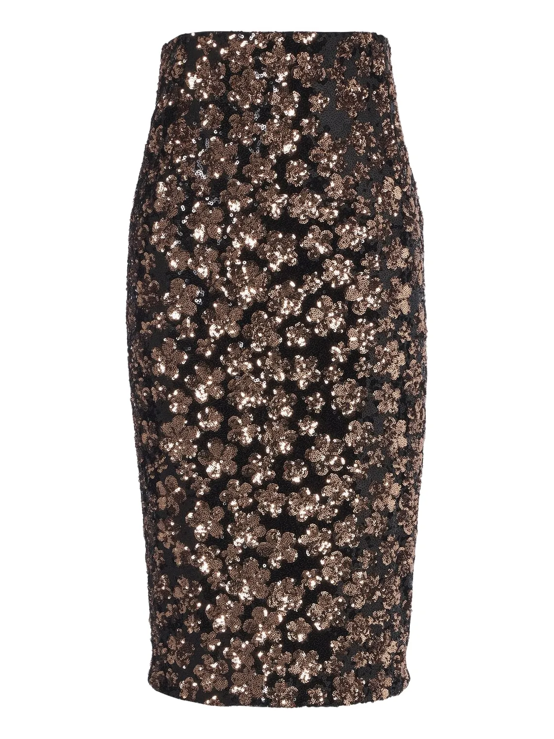 Floral sequined midi skirt