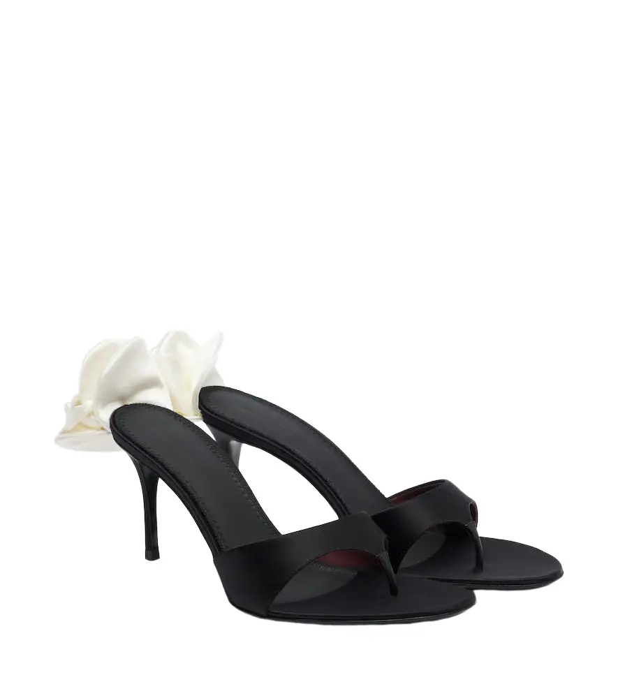 Magda Butrym Floral-appliqué satin thong sandals