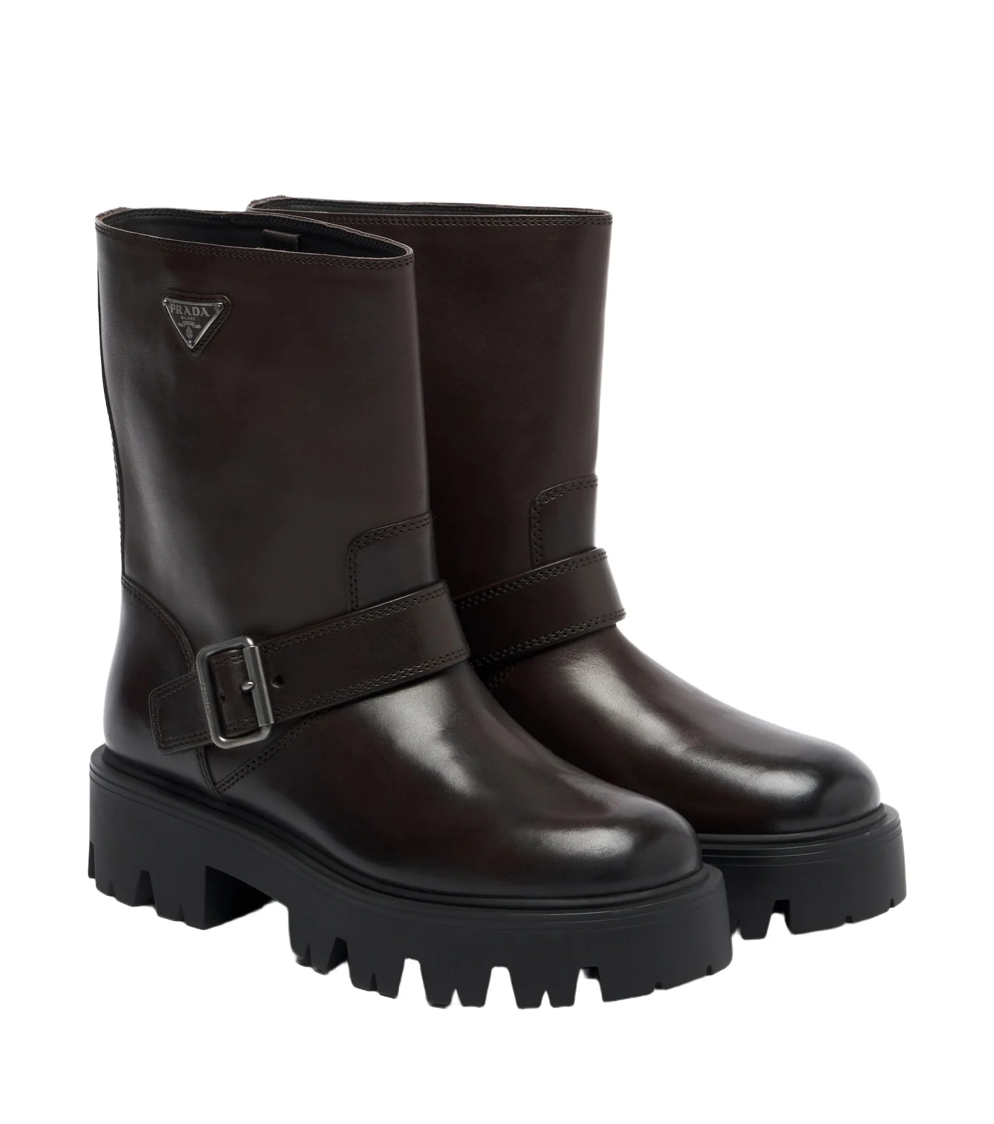 Prada Stride leather biker boots