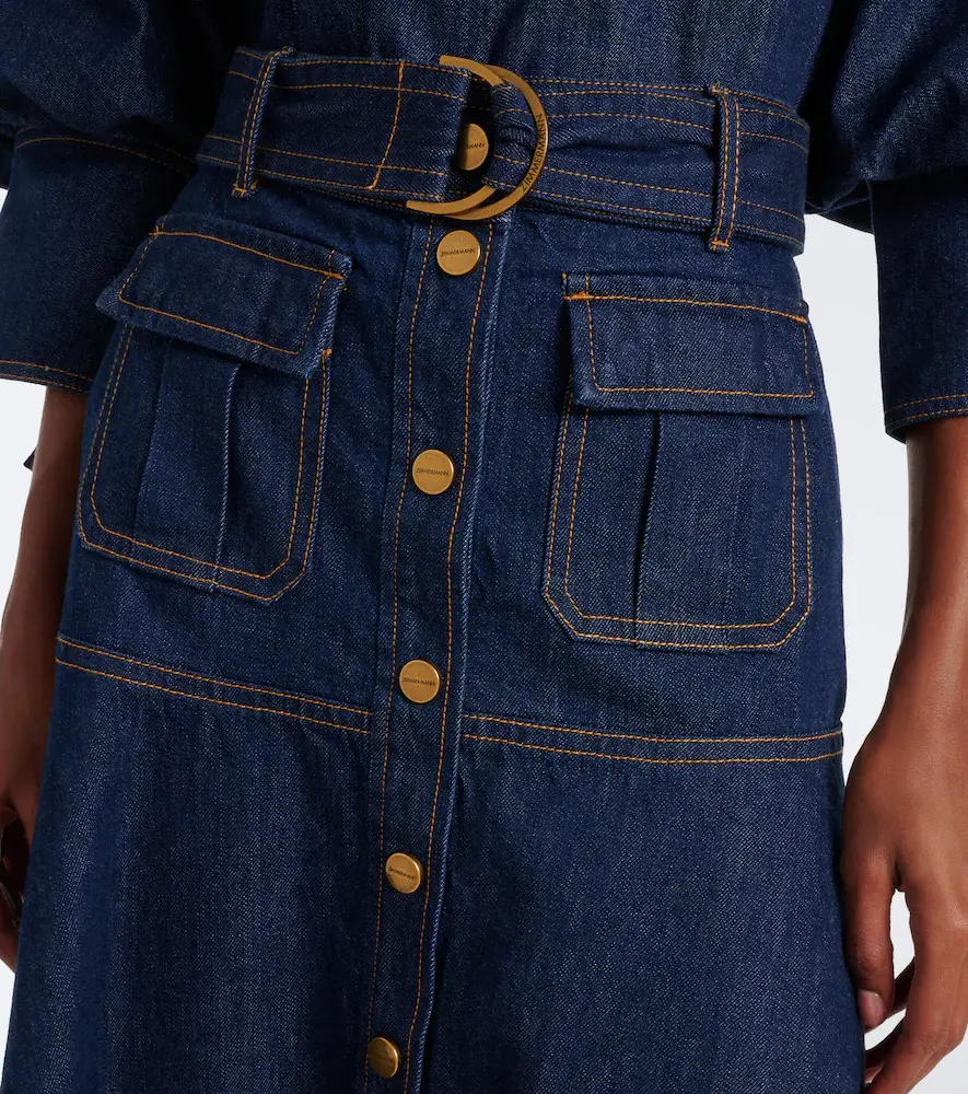 Zimmermann Belted denim midi skirt | Thumbnail 2 Zimmermann Belted denim midi skirt | Thumbnail 2
