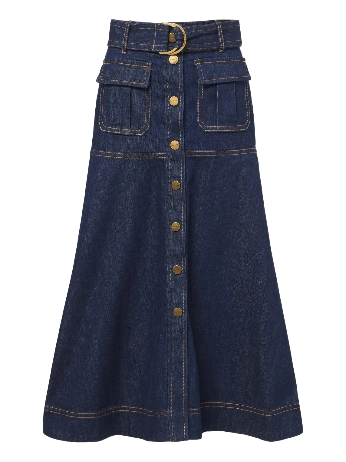 Belted denim midi skirt Belted denim midi skirt