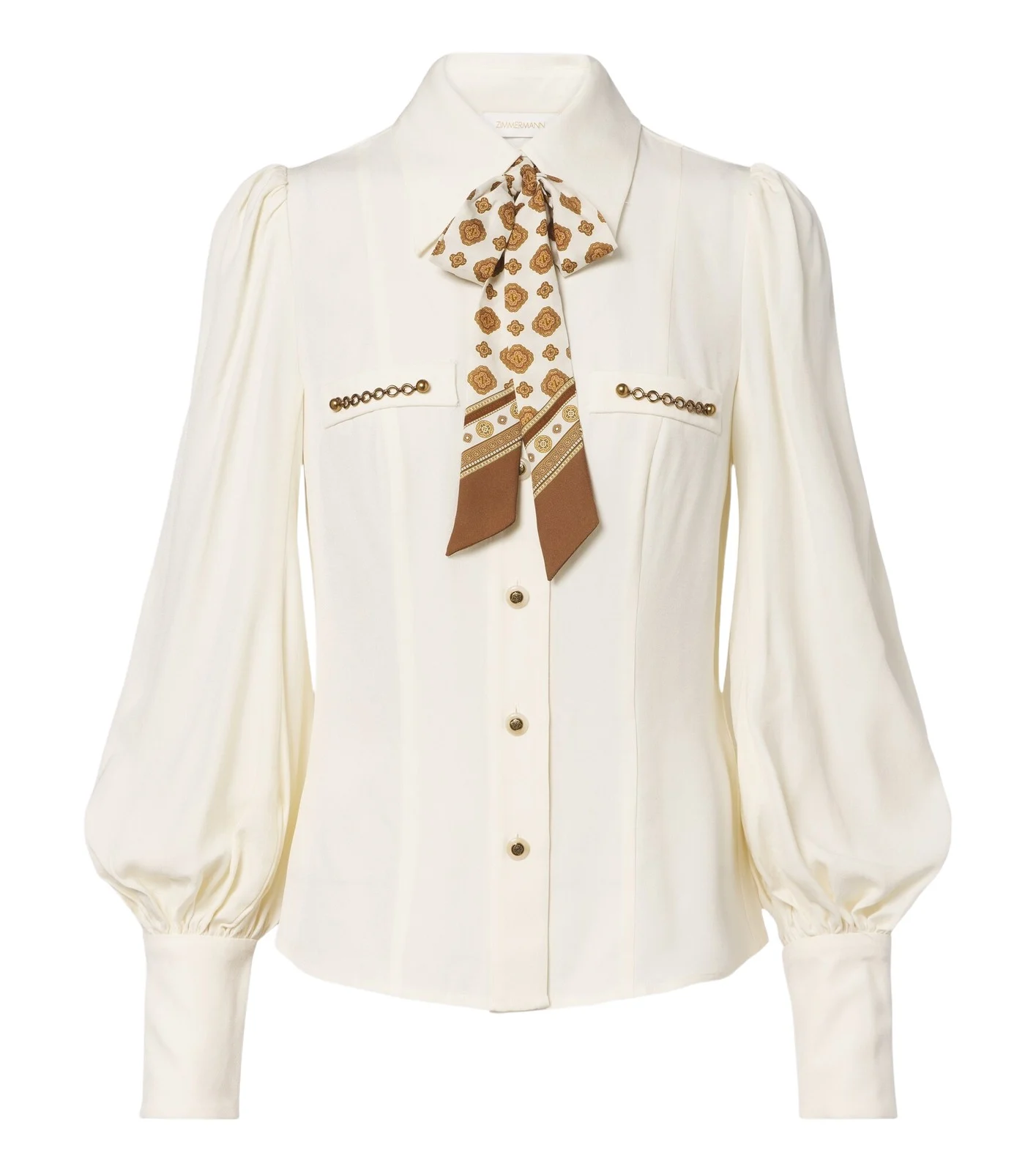 Utility tie-neck blouse