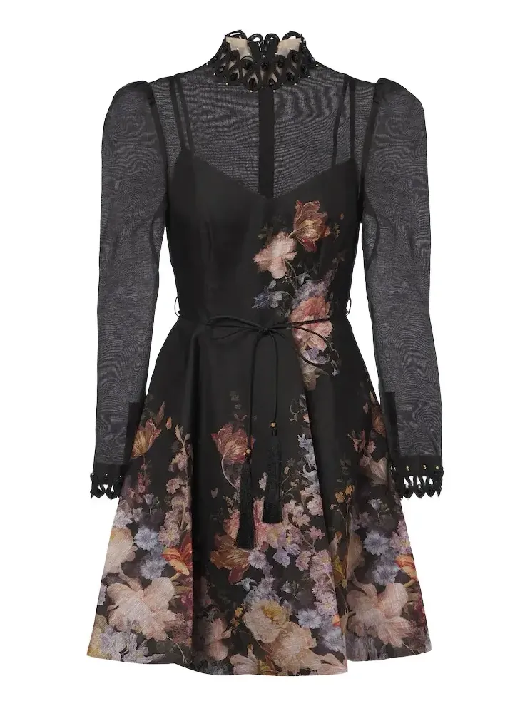 Zimmermann Valiant floral linen and silk minidress