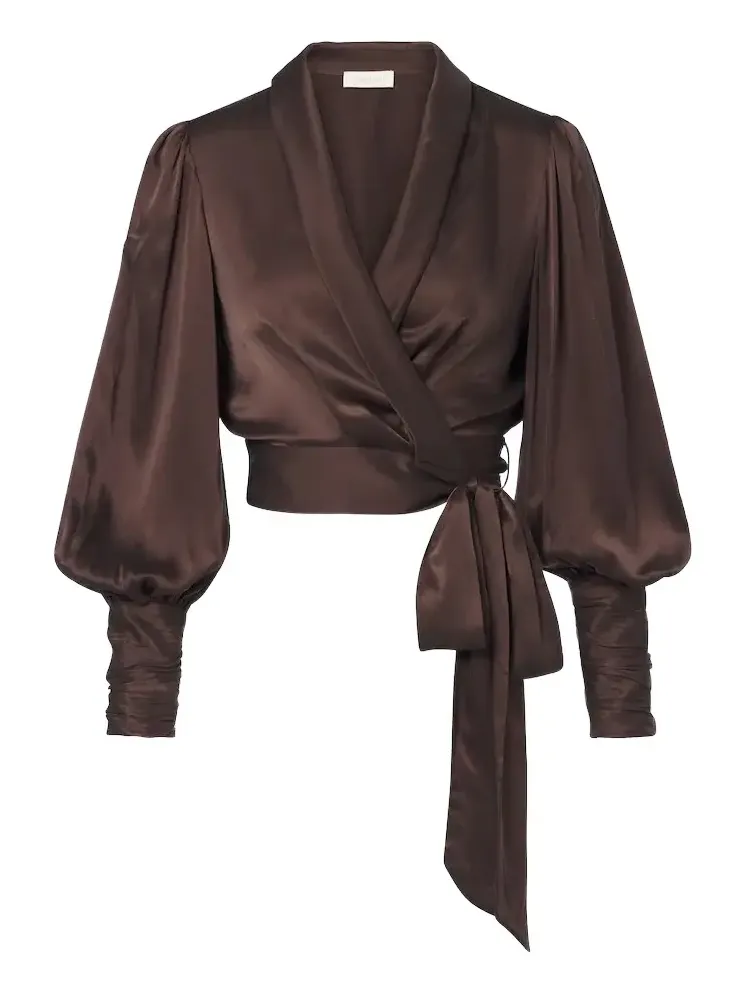 Silk satin wrap top