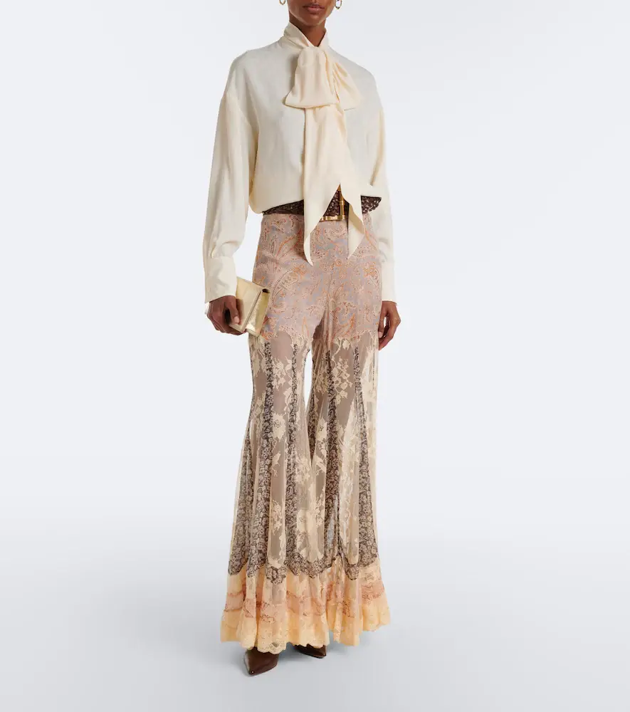 Zimmermann Valiant paneled silk and lace flared pants | Thumbnail 5