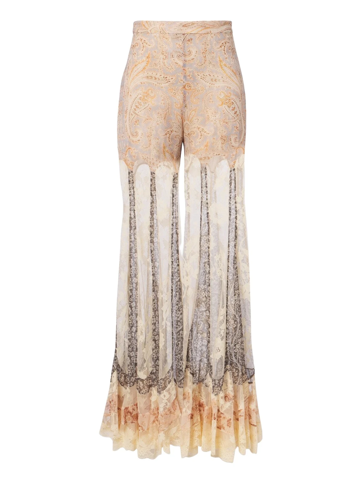 Zimmermann Valiant paneled silk and lace flared pants