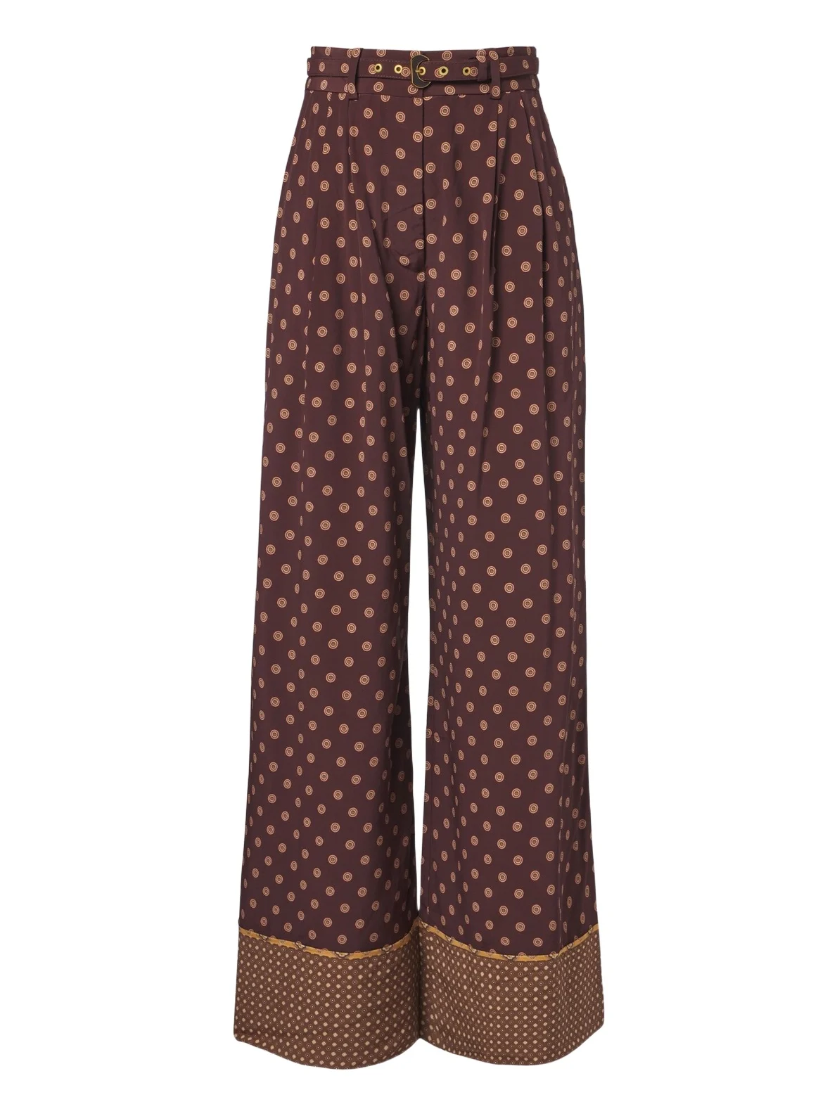 Belted printed wide-leg pants