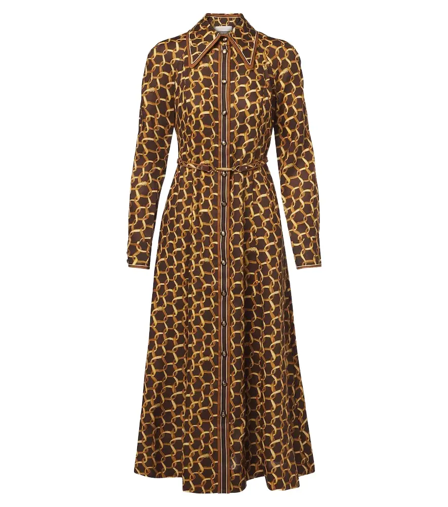 Zimmermann Belted printed linen shirt dress
