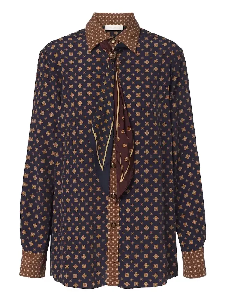 Zimmermann Printed tie-neck blouse