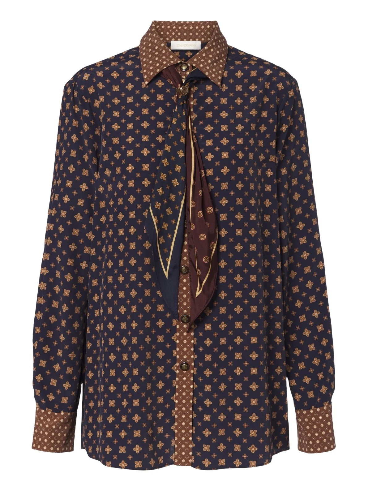 Zimmermann Printed tie-neck blouse