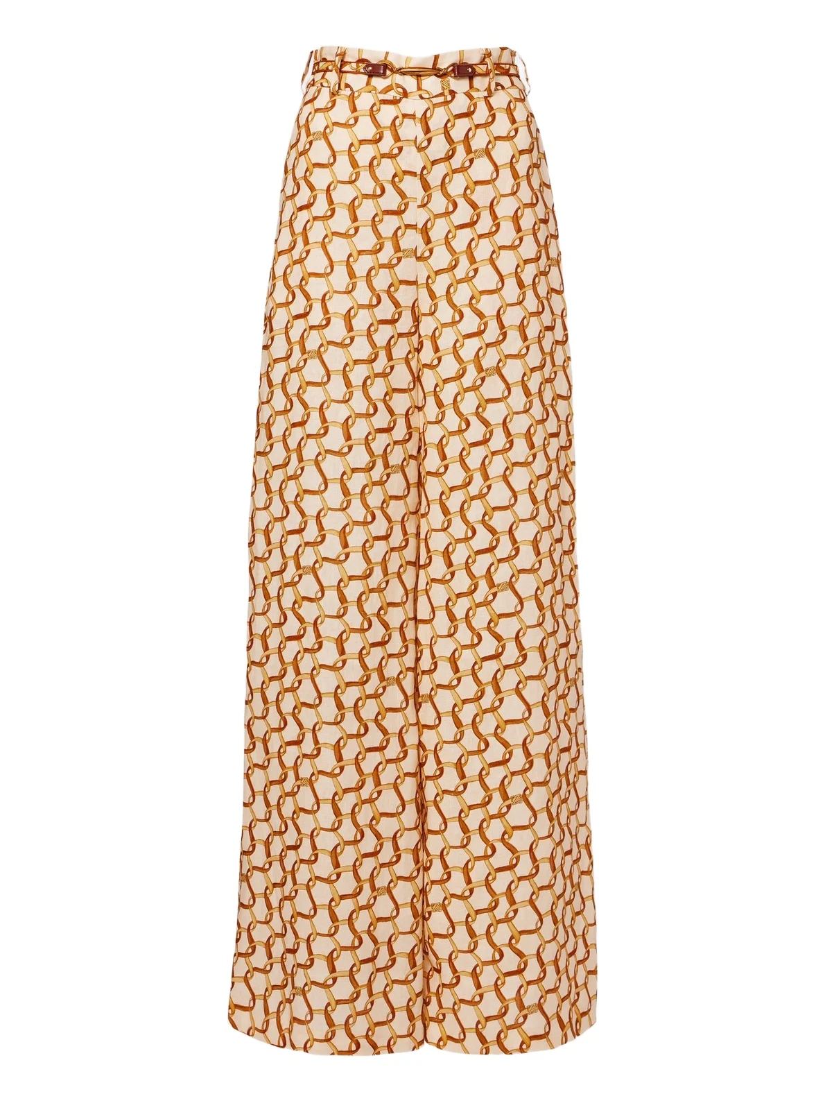 Zimmermann Belted printed linen wide-leg pants