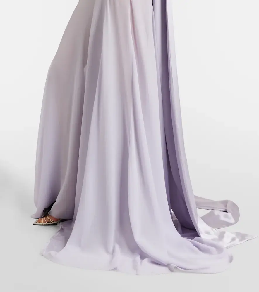 Alexander McQueen Bow-detail satin-paneled silk georgette gown | Thumbnail 2 Alexander McQueen Bow-detail satin-paneled silk georgette gown | Thumbnail 2