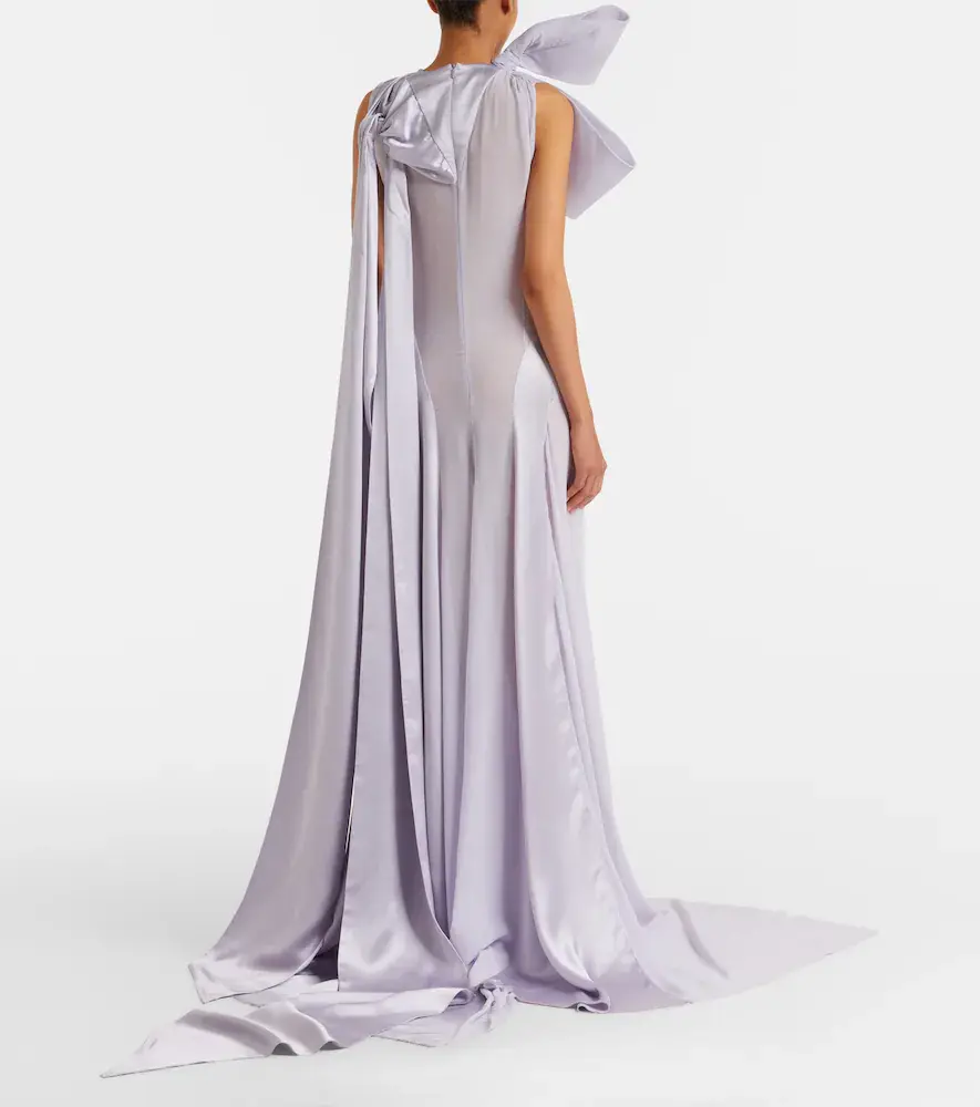 Alexander McQueen Bow-detail satin-paneled silk georgette gown | Thumbnail 4 Alexander McQueen Bow-detail satin-paneled silk georgette gown | Thumbnail 4