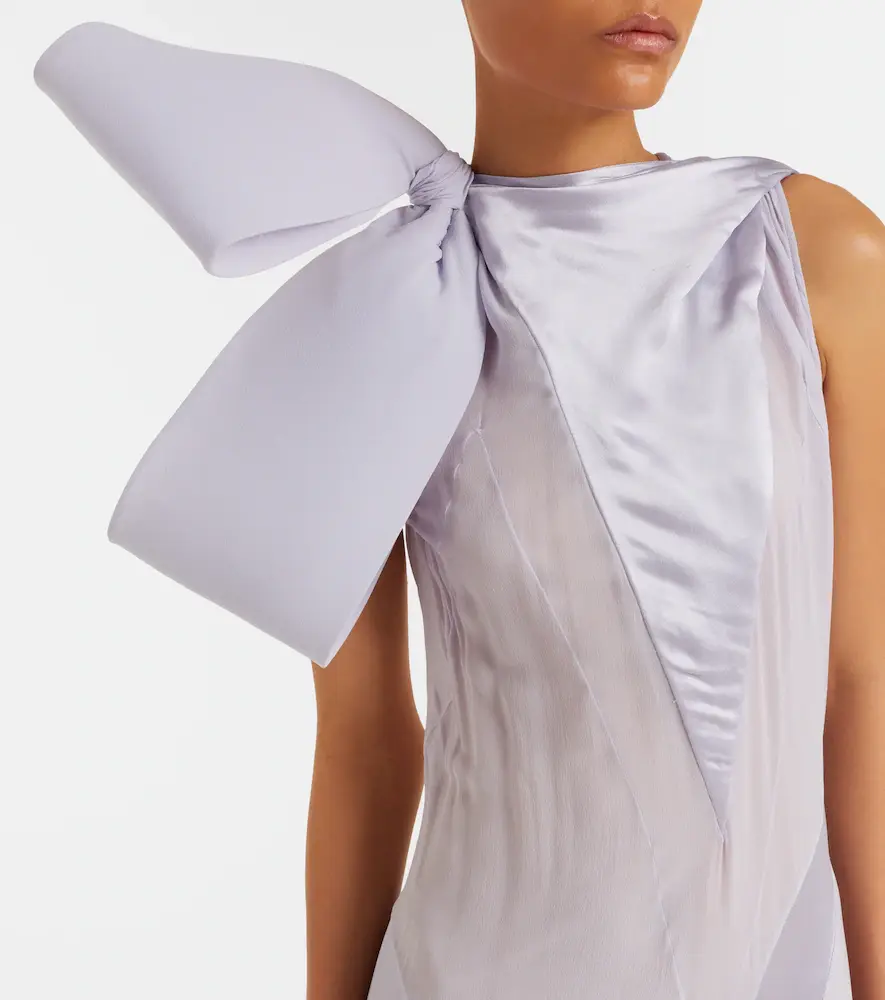 Alexander McQueen Bow-detail satin-paneled silk georgette gown | Thumbnail 6 Alexander McQueen Bow-detail satin-paneled silk georgette gown | Thumbnail 6