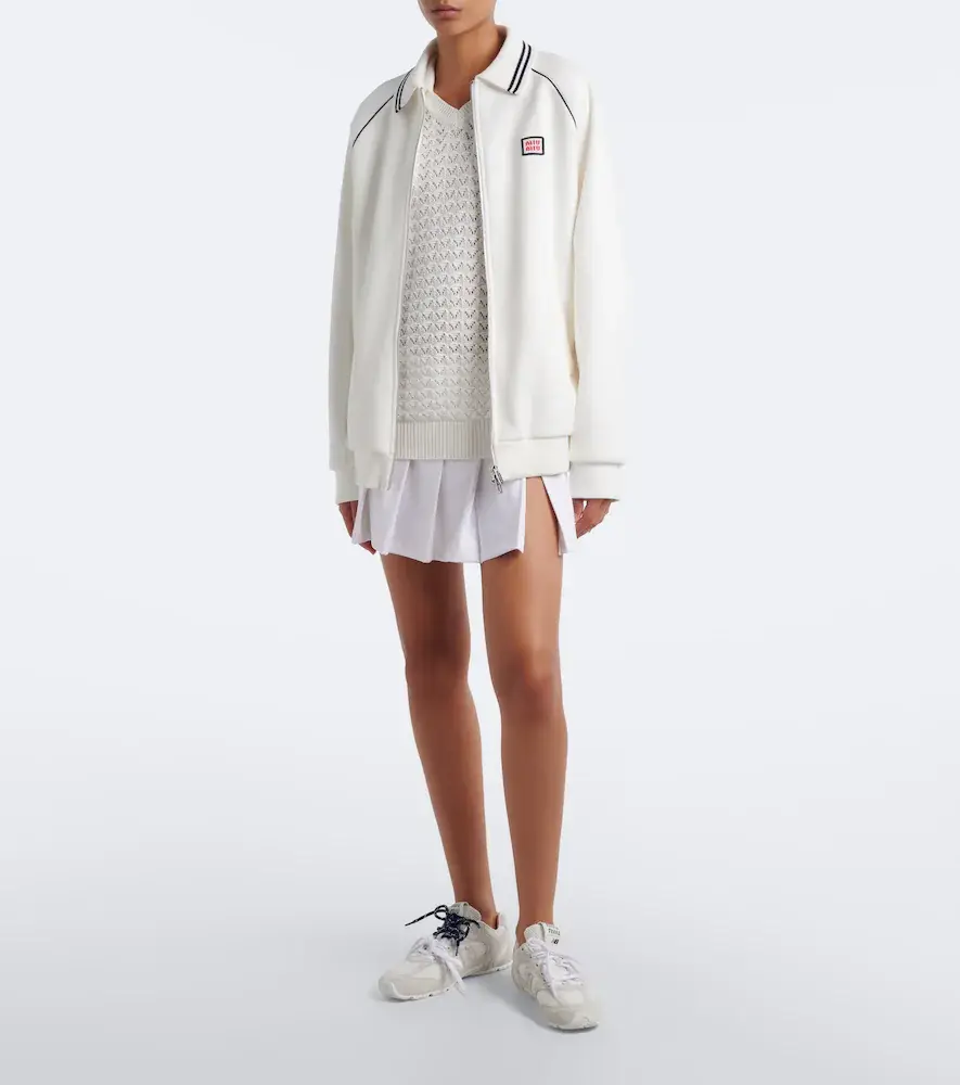 Miu Miu Open-knit cotton polo shirt | Thumbnail 3 Miu Miu Open-knit cotton polo shirt | Thumbnail 3