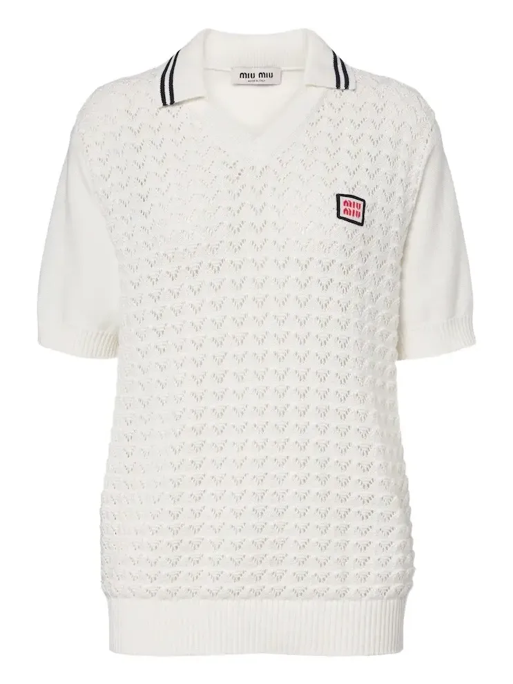 Miu Miu Open-knit cotton polo shirt