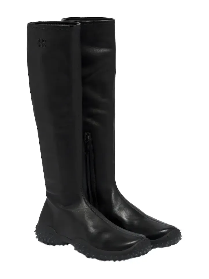 Leather knee-high boots
