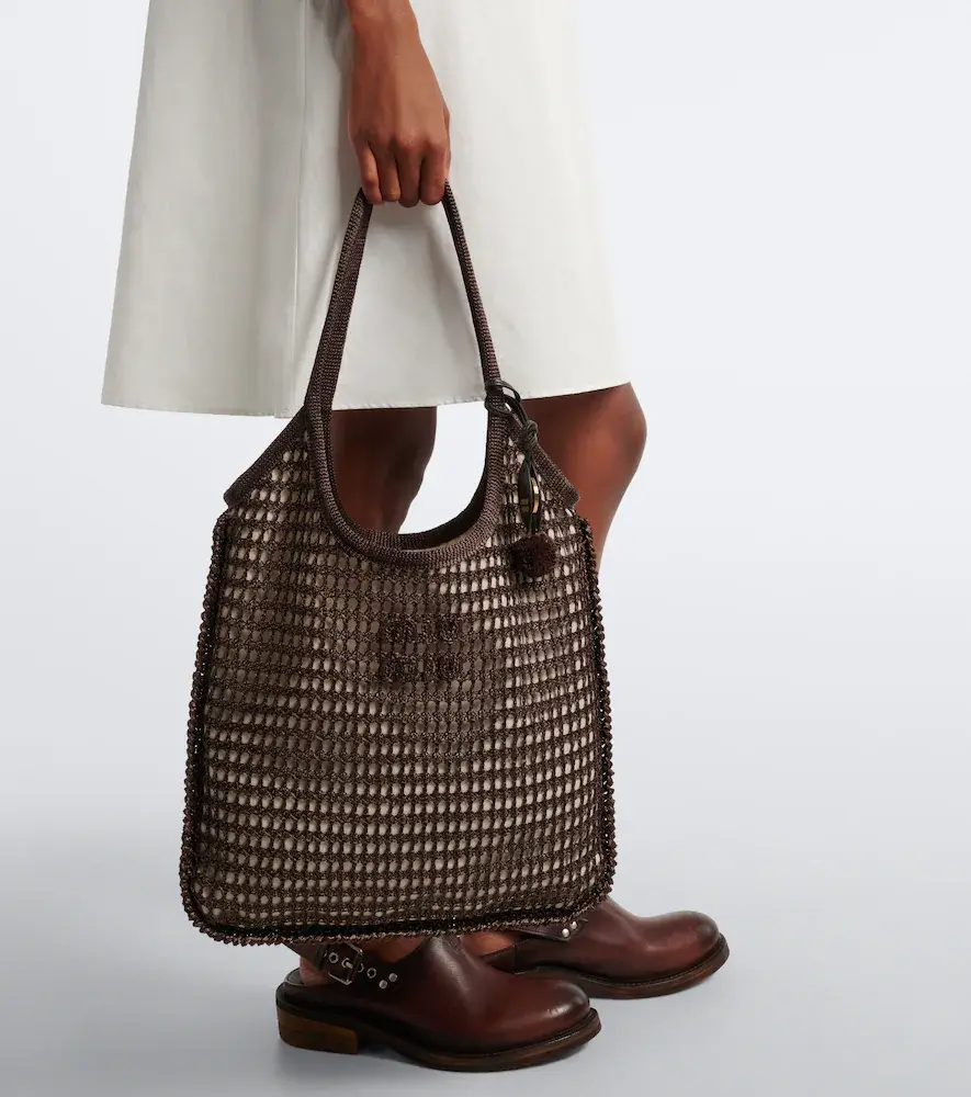Miu Miu Ivy crochet raffia-effect shopper | Thumbnail 5