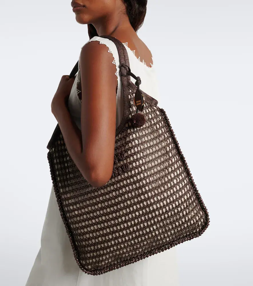 Miu Miu Ivy crochet raffia-effect shopper | Thumbnail 7