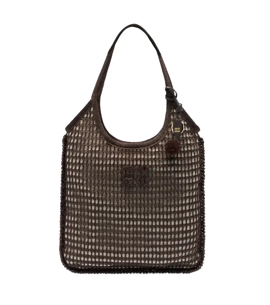 Miu Miu Ivy crochet raffia-effect shopper | Image 1 Miu Miu Ivy crochet raffia-effect shopper | Image 1