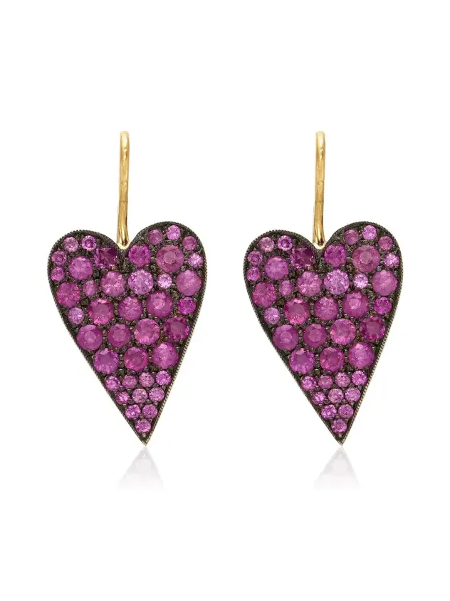 Table Heart 18k Yellow Gold Sapphire Earrings Table Heart 18k Yellow Gold Sapphire Earrings