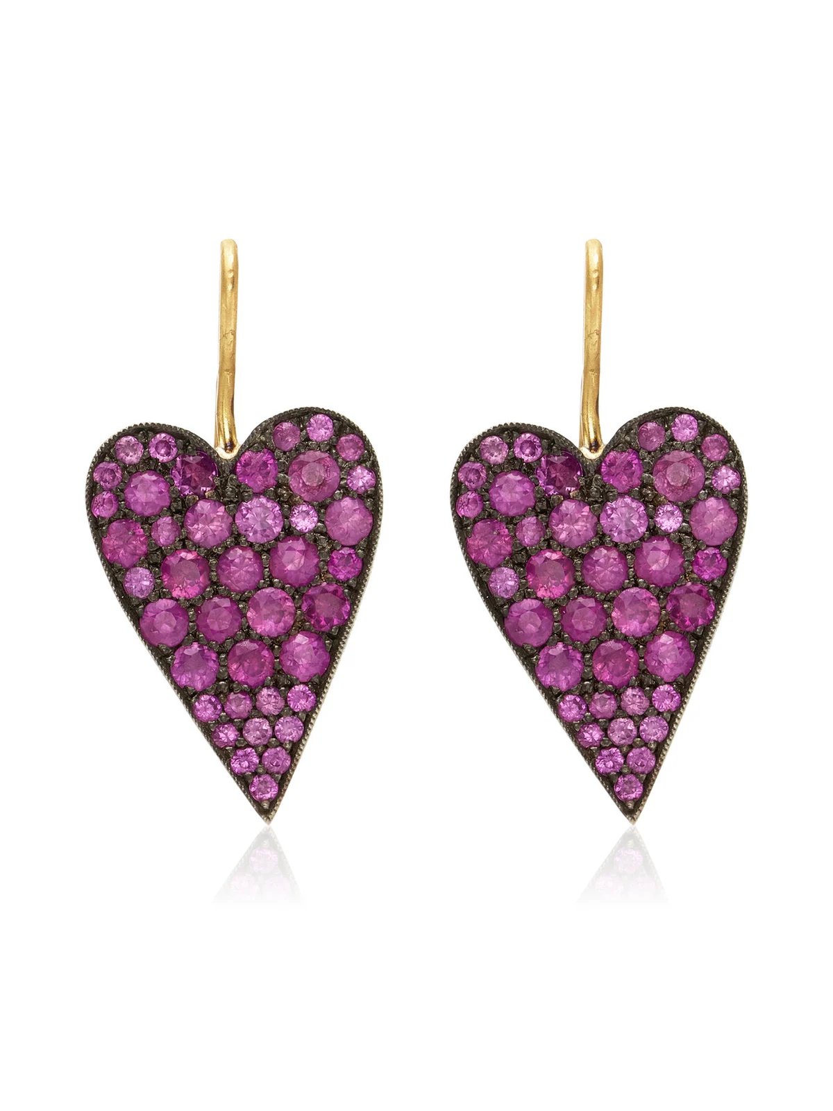 Sylva & Cie Table Heart 18k Yellow Gold Sapphire Earrings