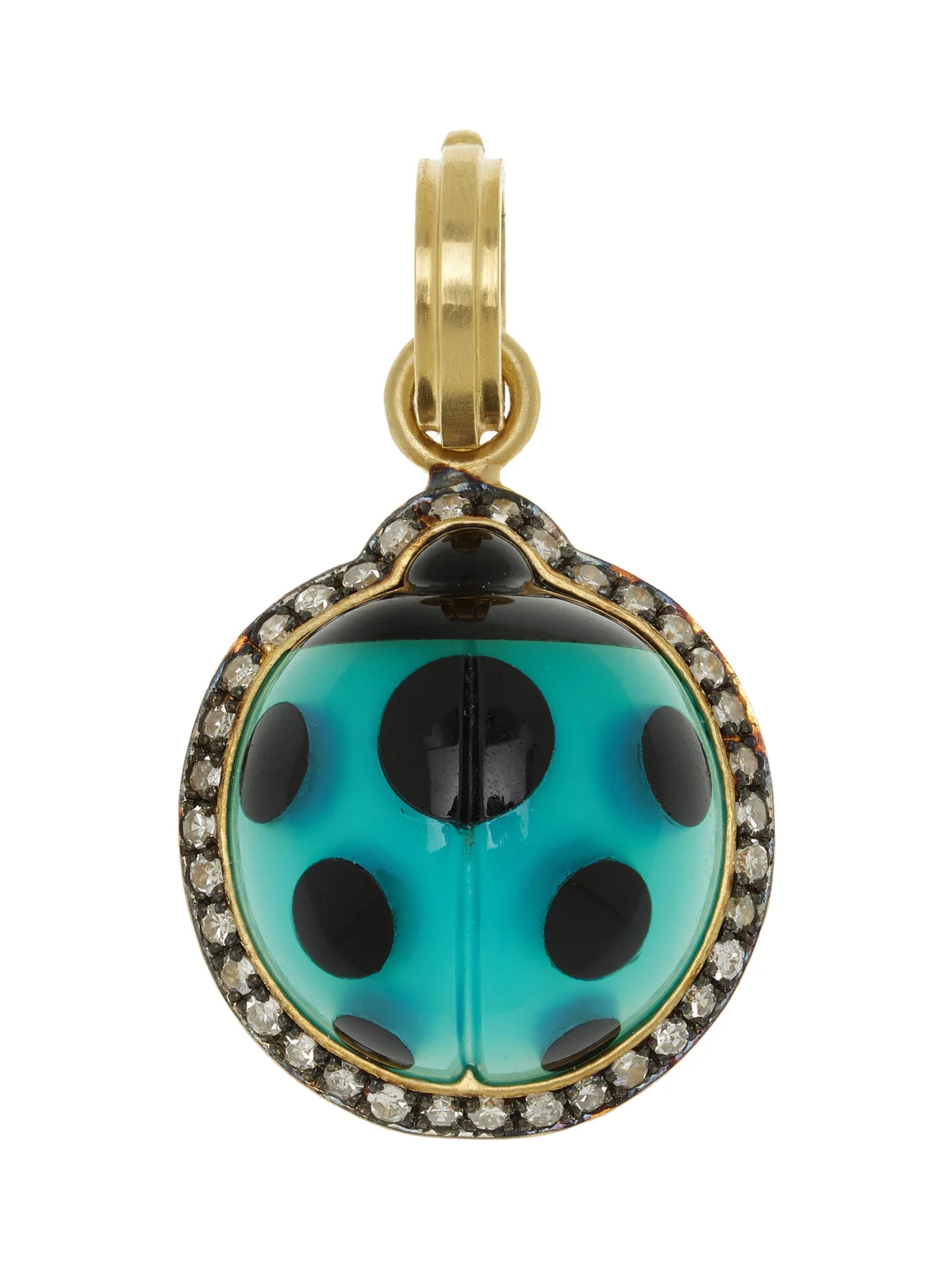 Sylva & Cie Ladybug 18k Yellow Gold Agate Pendant