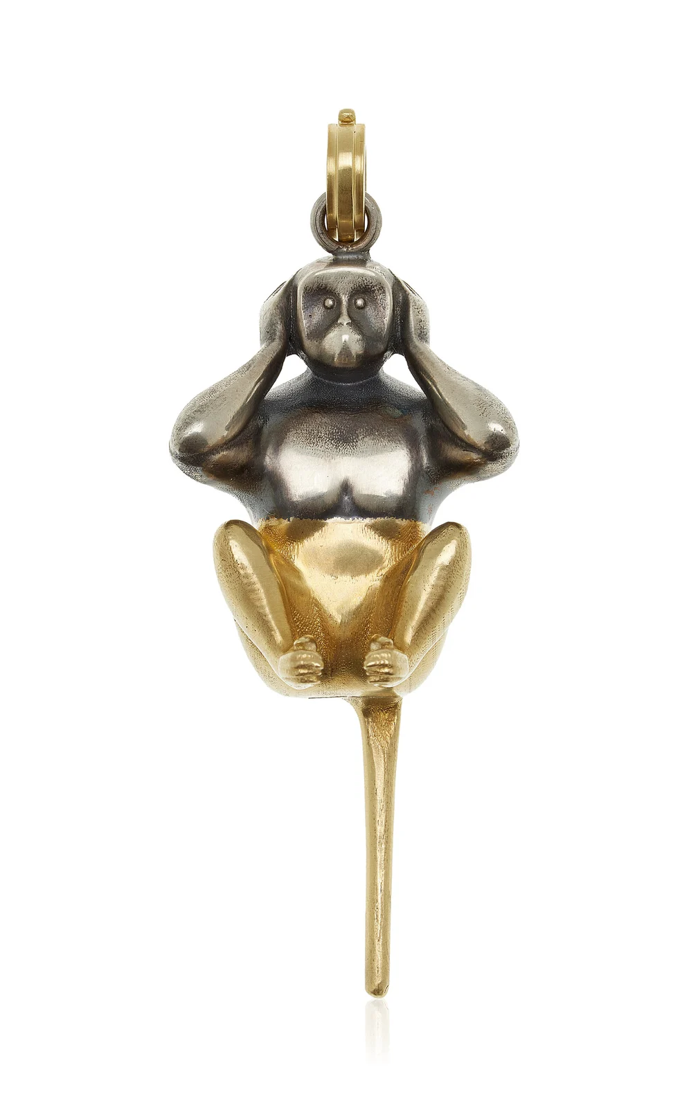 Hear Nothing 18k Yellow Gold and Sterling Silver Pendant