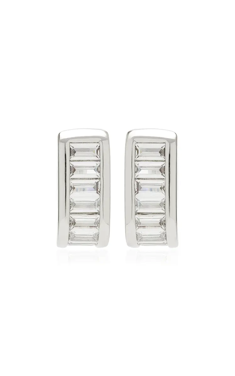 Déhanche Crystal Baguette Huggie Earrings