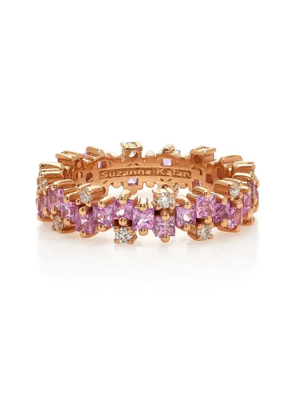 Mini Stacker 18K Rose Gold Diamond and Sapphire Ring
