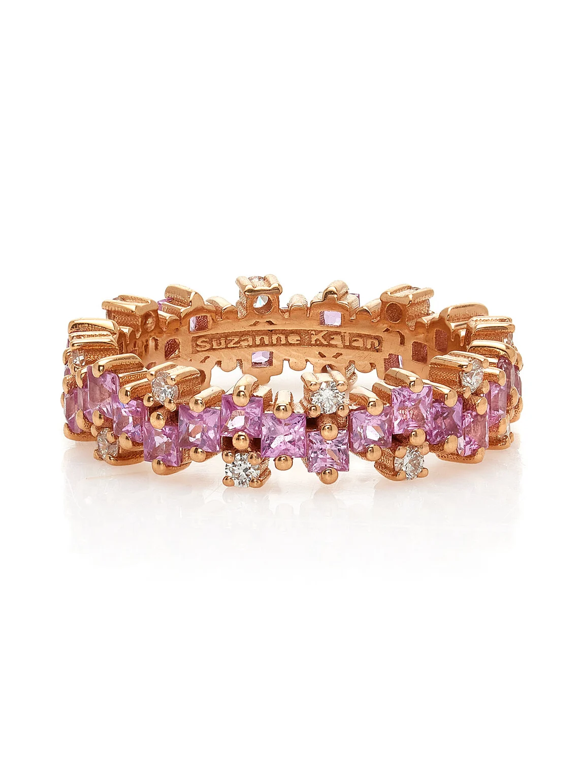 Suzanne Kalan Mini Stacker 18K Rose Gold Diamond and Sapphire Ring