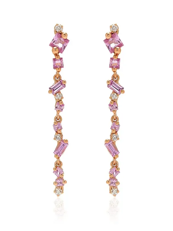 La Fantaisie 18K Rose Gold Diamond and Sapphire Earrings La Fantaisie 18K Rose Gold Diamond and Sapphire Earrings