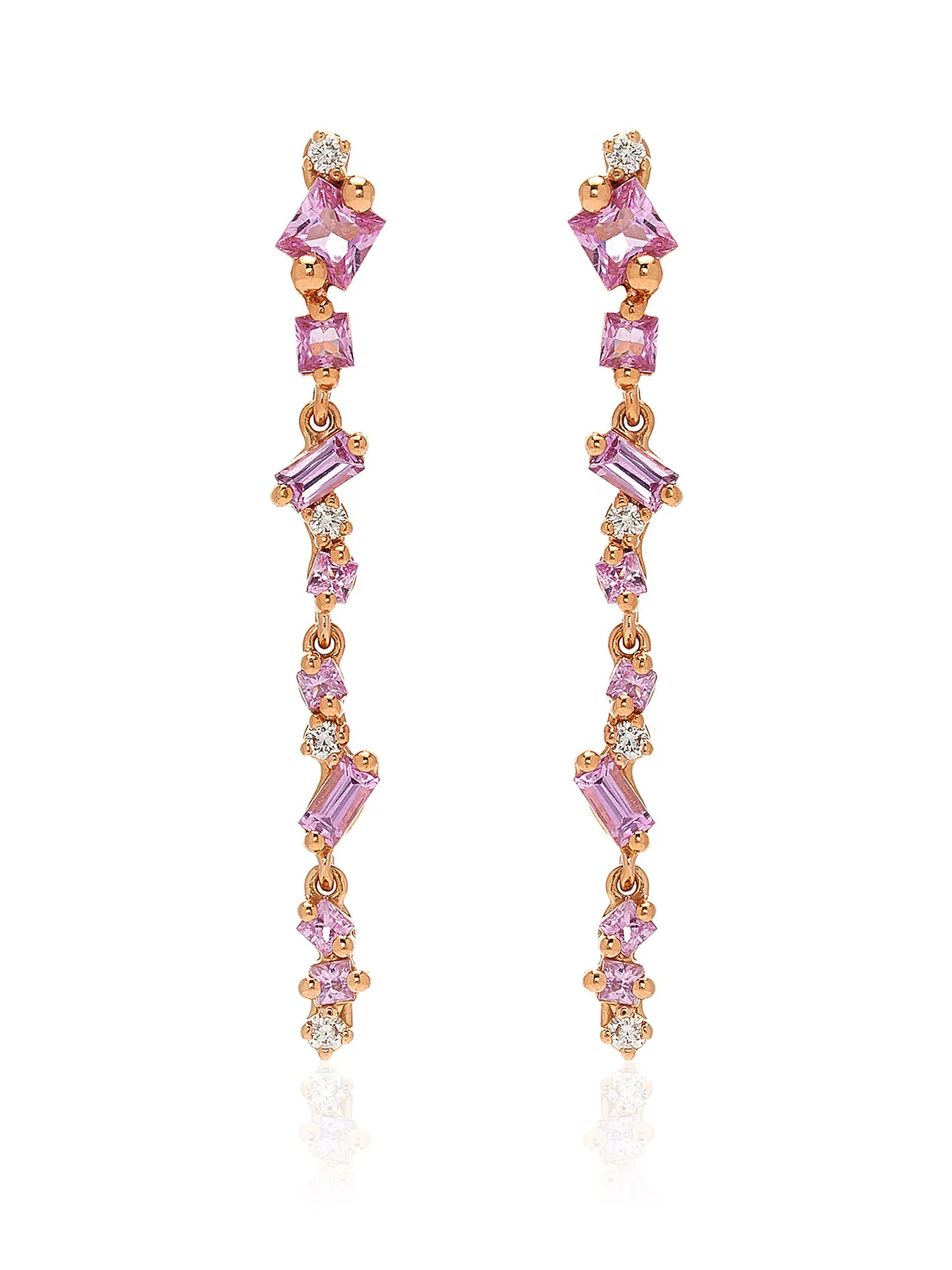 La Fantaisie 18K Rose Gold Diamond and Sapphire Earrings La Fantaisie 18K Rose Gold Diamond and Sapphire Earrings
