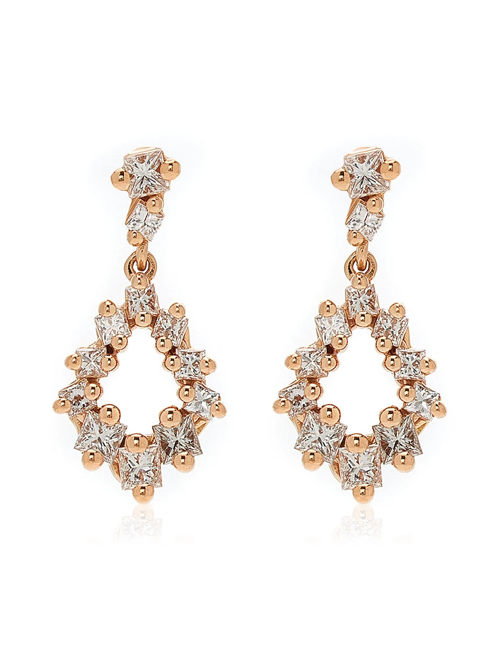 Pear-Shaped 18K Rose Gold Diamond Earrings