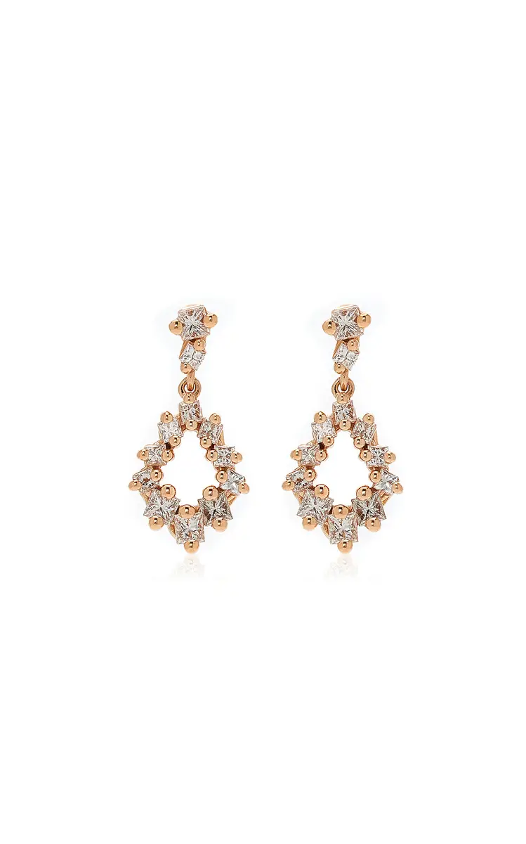 Suzanne Kalan 18kr Princess Diamond Gradual Pear Shaped Drop Earrings | Image 1 Suzanne Kalan 18kr Princess Diamond Gradual Pear Shaped Drop Earrings | Image 1