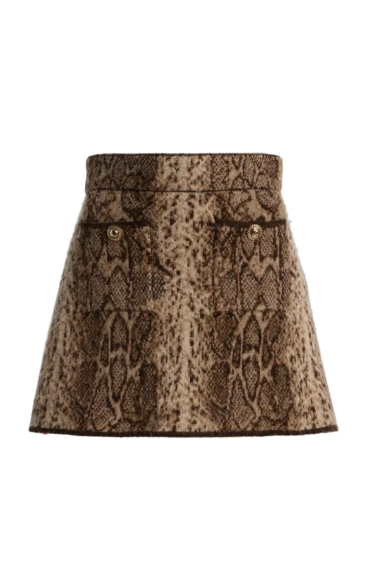 Cara Cara Dayton Snake-Print Wool Mini Skirt | Image 1 Cara Cara Dayton Snake-Print Wool Mini Skirt | Image 1