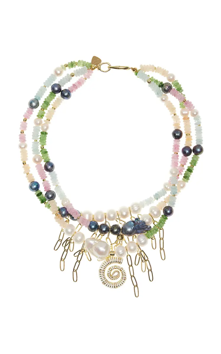 Joie DiGiovanni Pastel Seashell Triple Gemstone Becharmed Choker | Image 1 Joie DiGiovanni Pastel Seashell Triple Gemstone Becharmed Choker | Image 1