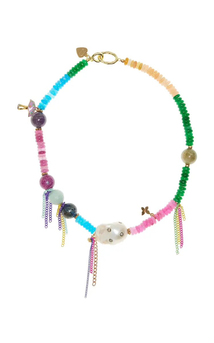 Joie DiGiovanni Diamond Trippy Rainbow Pearl Rocker Choker | Image 1 Joie DiGiovanni Diamond Trippy Rainbow Pearl Rocker Choker | Image 1