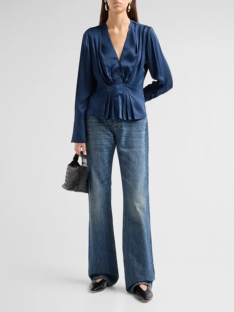 Favorite Daughter Women's The Romance Satin Pleated Top | Thumbnail 2 Favorite Daughter Women's The Romance Satin Pleated Top | Thumbnail 2