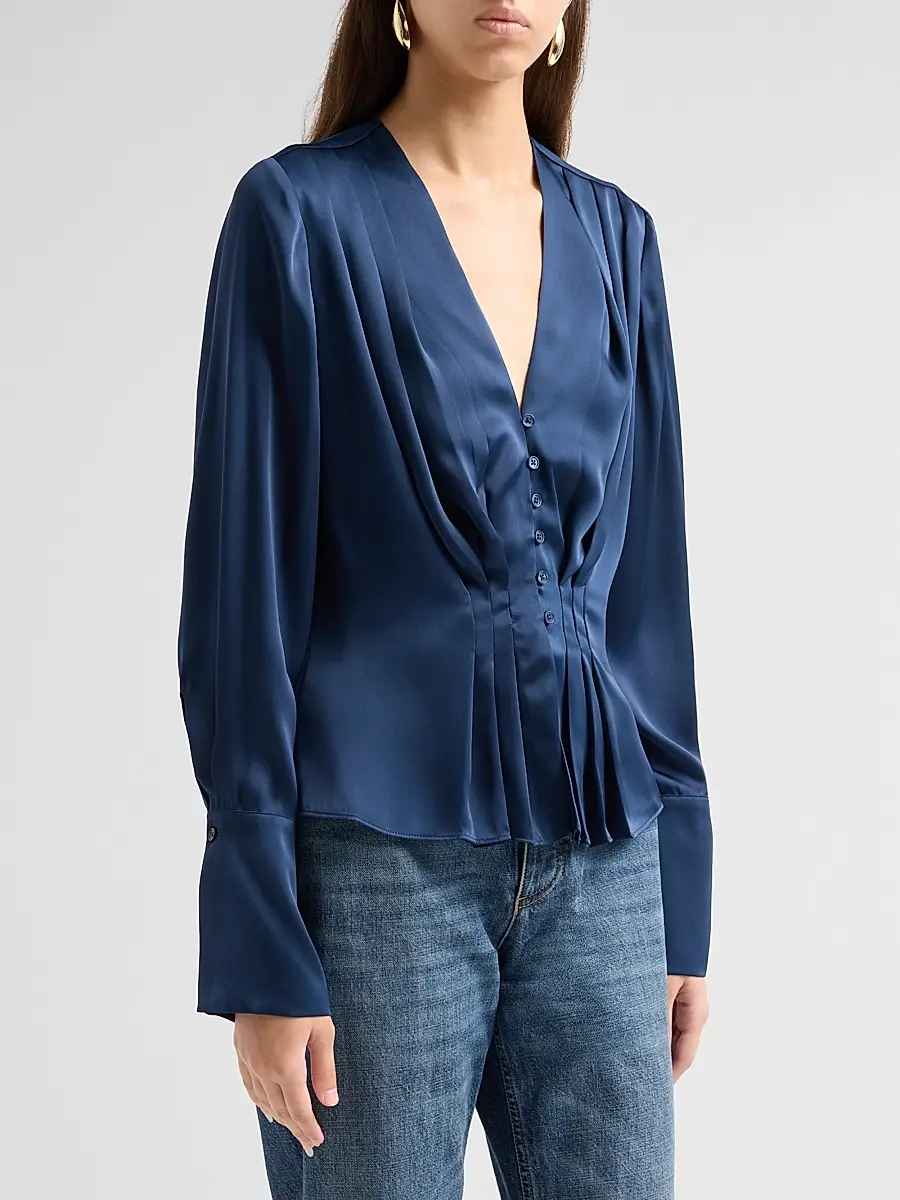 Favorite Daughter Women's The Romance Satin Pleated Top | Thumbnail 4 Favorite Daughter Women's The Romance Satin Pleated Top | Thumbnail 4